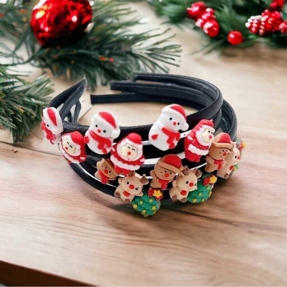 Children’s Christmas Headbands Set of Five, Santa Headband, Reindeer, Snowman